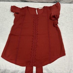 Mine Flutter Sleeve Blouse - rust color woman’s size med